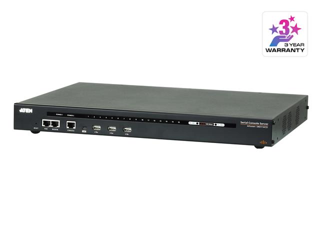 ATEN SN-0116CO 16-Port Serial Console Server dual-power (Cisco pin-outs and auto-sensing DTE/DCE function) SN0116CO-AX-G