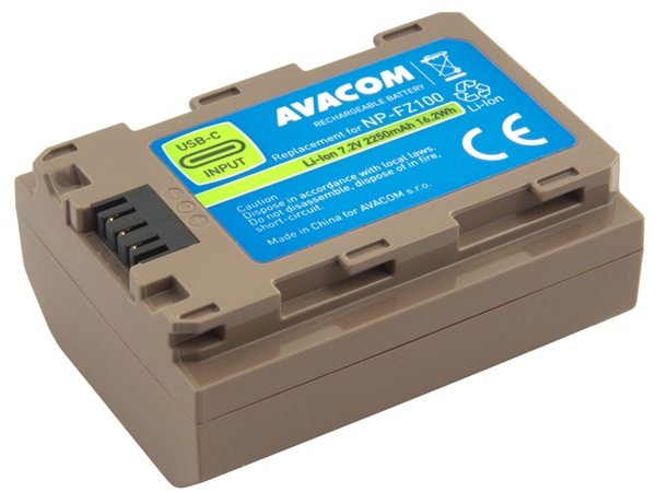 AVACOM Náhradní baterie Sony NP-FZ100 vstup USB-C Li-Ion 7.2V 2250mAh 16.2Wh DISO-FZ10-B2250USB