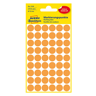 Avery Zweckform etikety 12mm, oranžové, 54 etikiet, pre ručný popis, balené po 5 ks