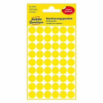 Avery Zweckform etikety 12mm, žlté, 54 etikiet, značkovací, balené po 5 ks, 3144, pre ručný popis