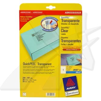 Avery Zweckform etikety 210mm x 297mm, A4, priehľadné, transparentná, 1 etiketa, balené po 25 ks, J J8567-25
