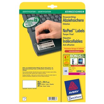 Avery Zweckform etikety 45.7mm x 25.4mm, A4, biele, 40 etikiet, permanent., odolné voči manipulácii L6145-20
