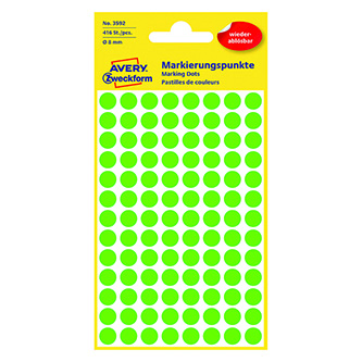 Avery Zweckform etikety 8mm, zelené, 104 etikiet, značkovací, snímateľné, balené po 4 ks, 3592, pre