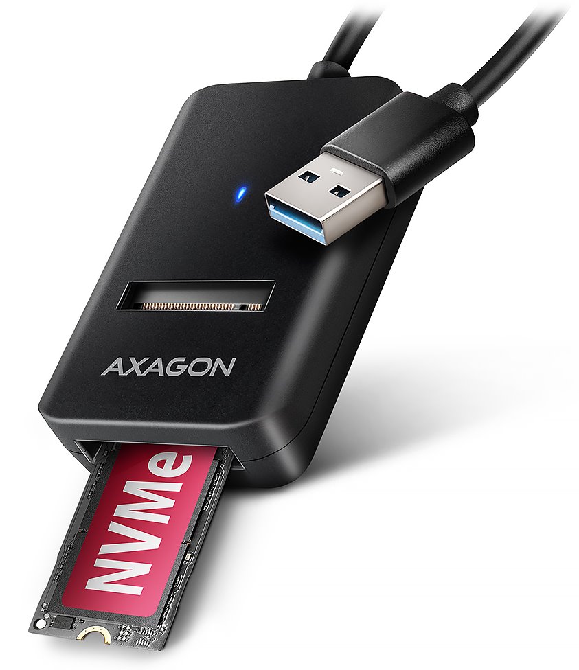 AXAGON ADM2-AM USB-A 10Gbps - M.2 NVMe & SATA SSD adaptér, kábel USB-A 10cm