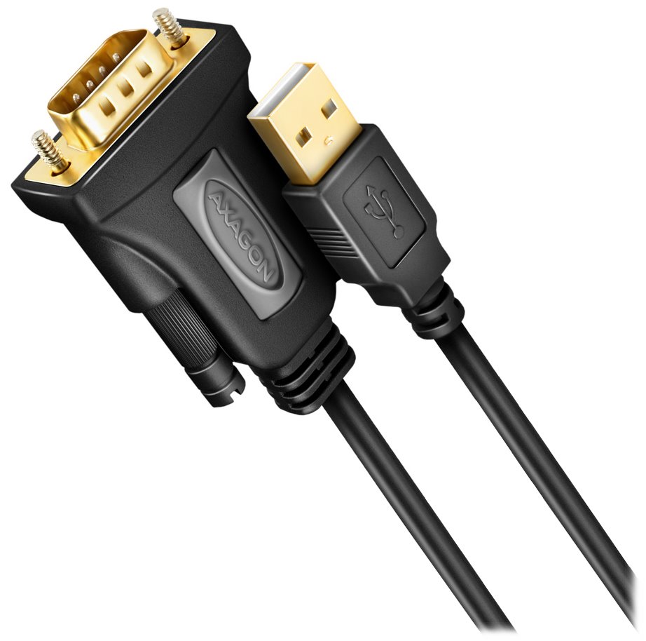 AXAGON ADS-1PQN, USB-A 2.0 - sériový RS-232 DB9-M FTDI adaptér / kabel 1.5m