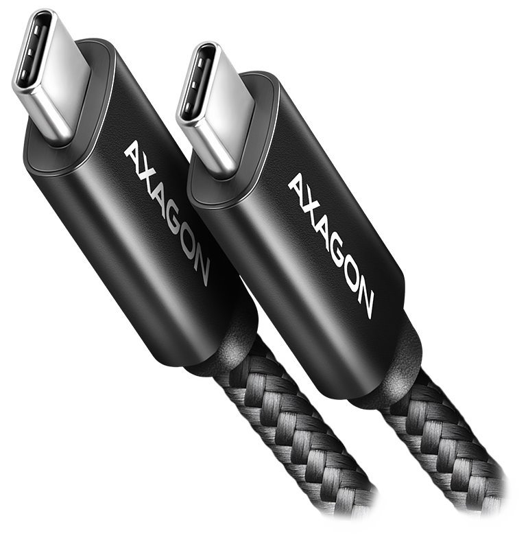 AXAGON BUCM2-CM25AB, CHARGE kabel USB-C <-> USB-C, 2.5m, Hi-Speed USB, PD 240W 5A, ALU, oplet, černý