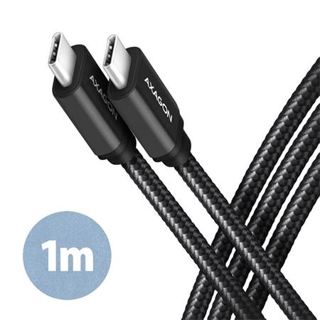 AXAGON BUCM3-CM10AB cable USB-C <-> USB-C 3.2 Gen 1, 1m, PD 60W, 3A, ALU, braid, Black