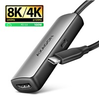 AXAGON RVC-HI8KPD, USB-C -> HDMI 2.1 redukcia / adaptér, 8K/60Hz, 4K/144Hz, HDR10+, PD100W