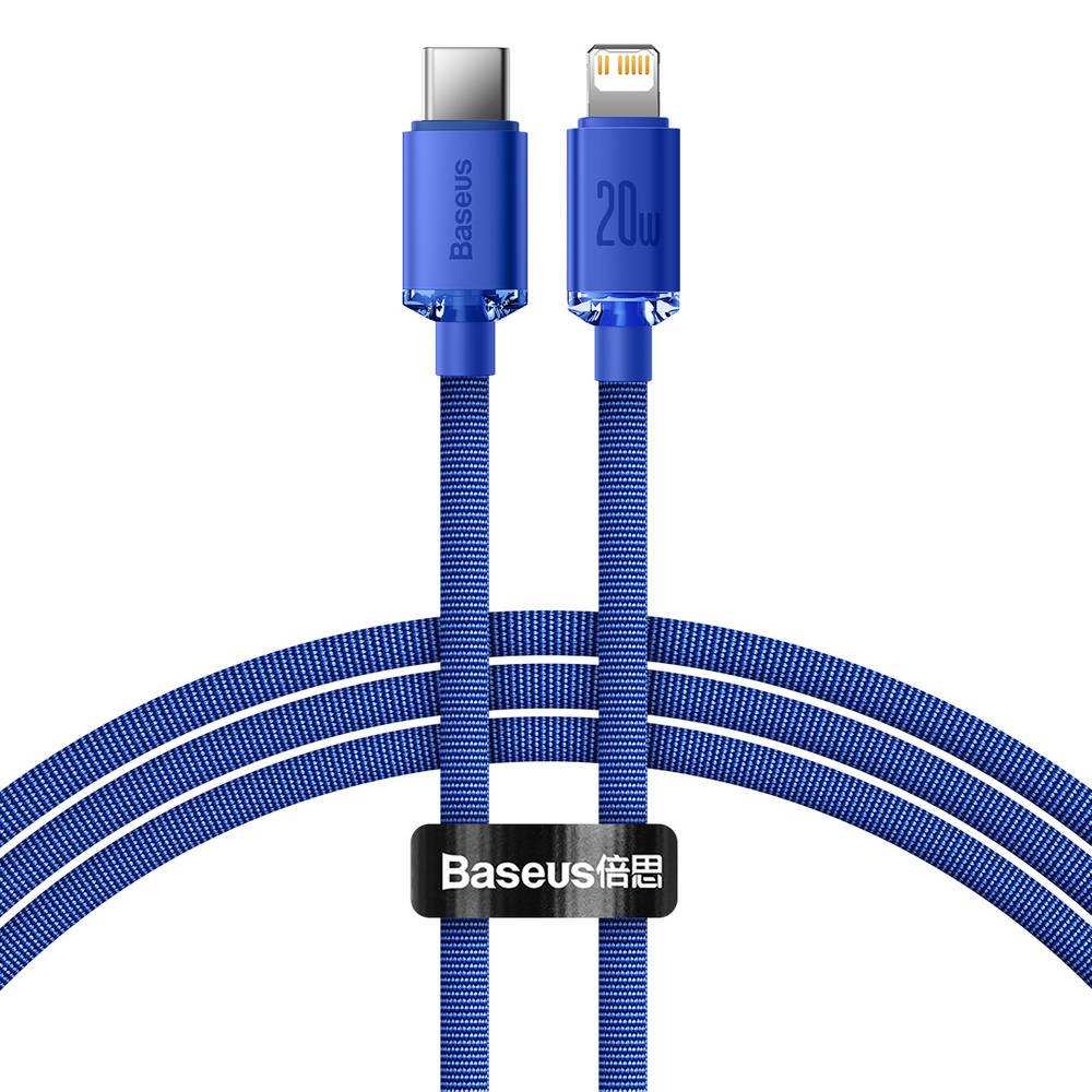 Baseus CAJY000203 Crystal Shine Series Datový Kabel USB-C - Lightning 20W 1,2m Blue 6932172602758