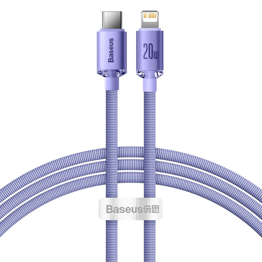 Baseus CAJY000205 Crystal Shine Series Datový Kabel USB-C - Lightning 20W 1,2m Purple 6932172602765