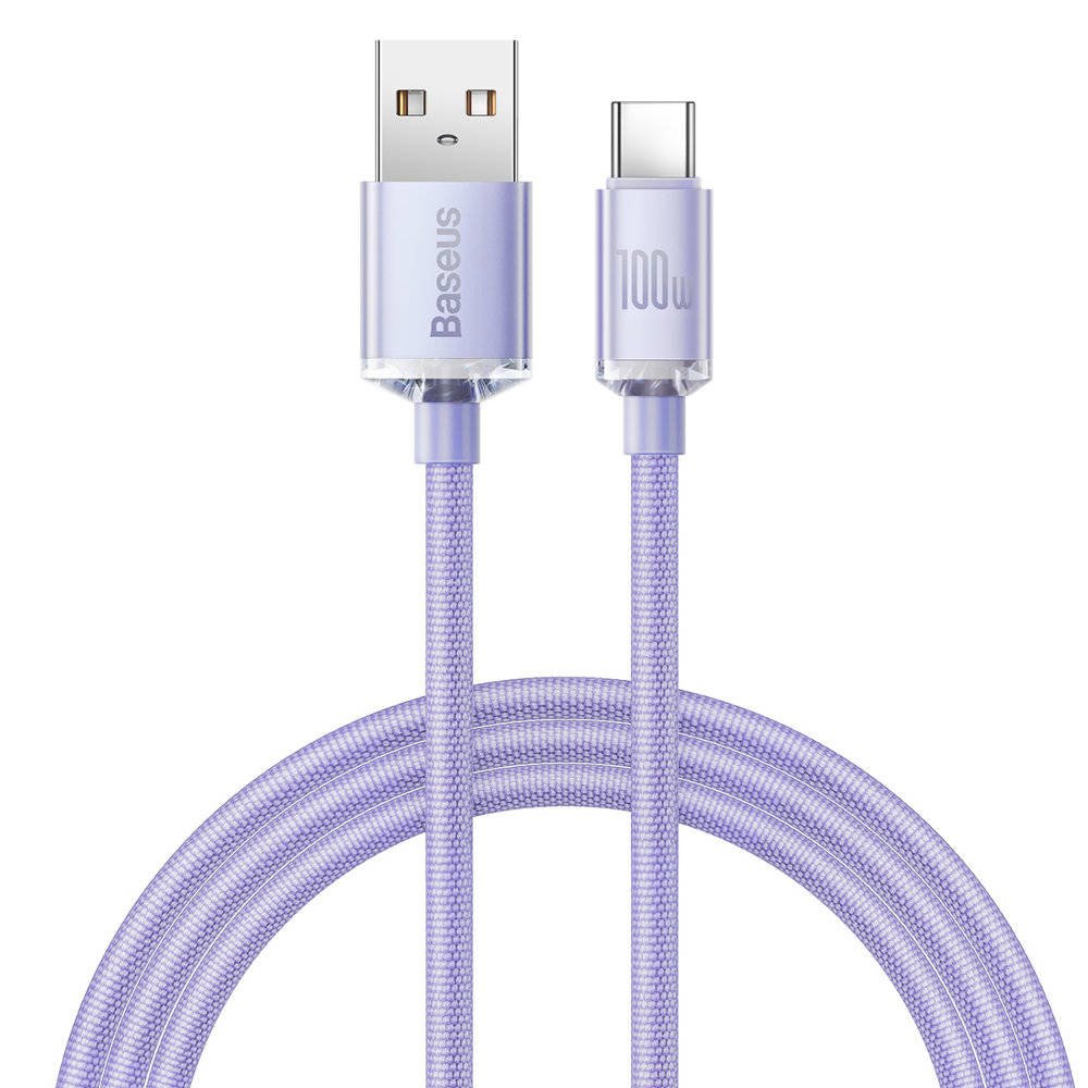 Baseus CAJY000405 Crystal Shine Series Datový Kabel USB - USB-C 100W 1,2m Purple 6932172602826