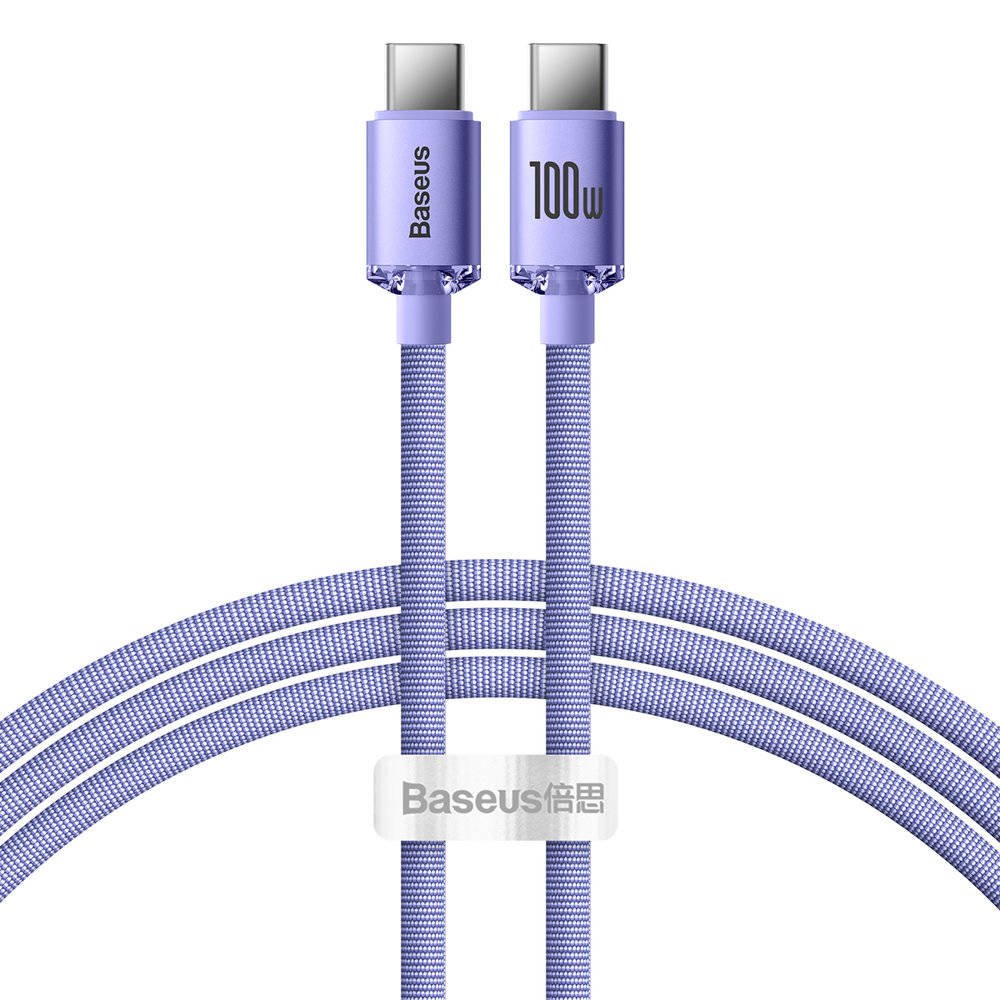 Baseus CAJY000605 Crystal Shine Series Datový Kabel USB-C - USB-C 100W 1,2m Purple 6932172602888