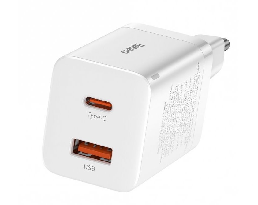 Baseus CCSUPP-E02 Super Si Quick Nabíječka USB + USB-C 30W White 6953156206359