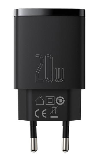 Baseus CCXJ-B01 Compact Quick Nabíječka USB/USB-C 20W Black 6953156207233