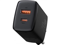 Baseus kompaktní rychlonabíjecí adaptér USB-A + Type-C 20W EU, černá CCXJ-B01