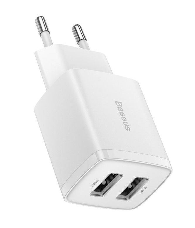 Baseus nabíječka do sítě Compact 2xUSB 10,5W bílá 6932172606916