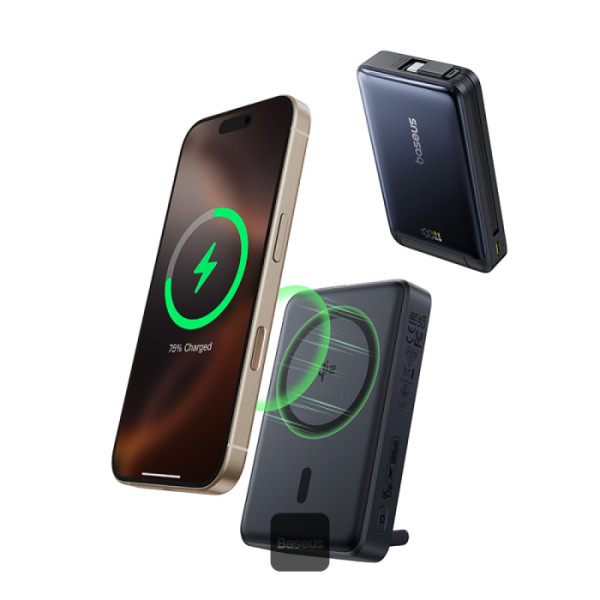 Baseus Powerbanka PicoGo Qi2 10000mAh 45W s kabelem USB-C černá 6932172677589