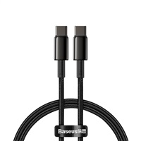 Baseus Tungsten Gold rychlonabíjecí / datový kabel USB-C na USB-C 100W 1m, černá CATWJ-01