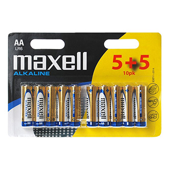 Batéria alkalická, AA, 1.5V, Maxell, blister, 10-pack, cena za 1 ks batérie LR6 10BP