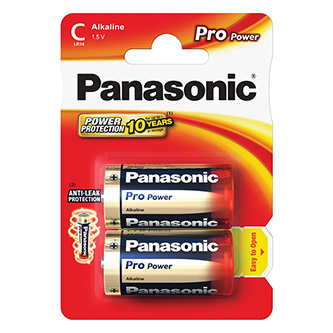 Batéria alkalická, malý monočlánok, C, 1.5V, Panasonic, blister, 2-pack, 225999, Pro Power LR14PPG/2BP