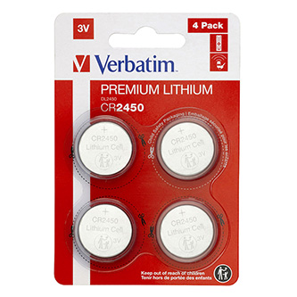 Batéria líthiová, CR2450, 3V, Verbatim, blister, 4-pack, 49535
