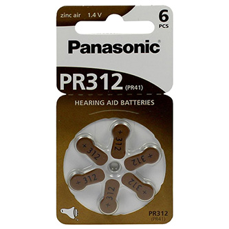 Batéria zinko-vzdušná, PR312, 1.4V, Panasonic, blister, 6-pack