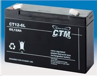 Baterie - CTM CT 6-12L (6V/12Ah - Faston 250), životnost 5let CT6-12L