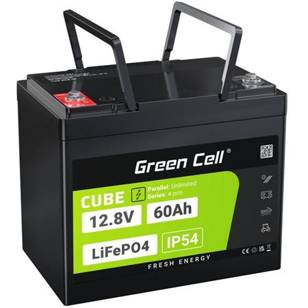 Baterie CUBE LiFePO4 Green Cell 60Ah 12,8V 768Wh lithium-železo-fosfátová pro elektromotory, karavany, výta LFPGC12V60AH