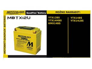 Baterie Motobatt pro motocykly MBTX12U (14Ah, 12V, 4 vývody)