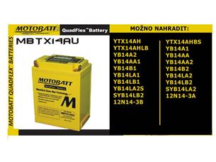 Baterie Motobatt pro motocykly MBTX14AU (16,5Ah, 12V, 4 vývody)