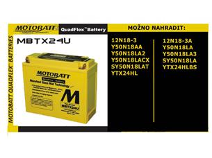 Baterie Motobatt pro motocykly MBTX24U (25Ah, 12V, 4 vývody)