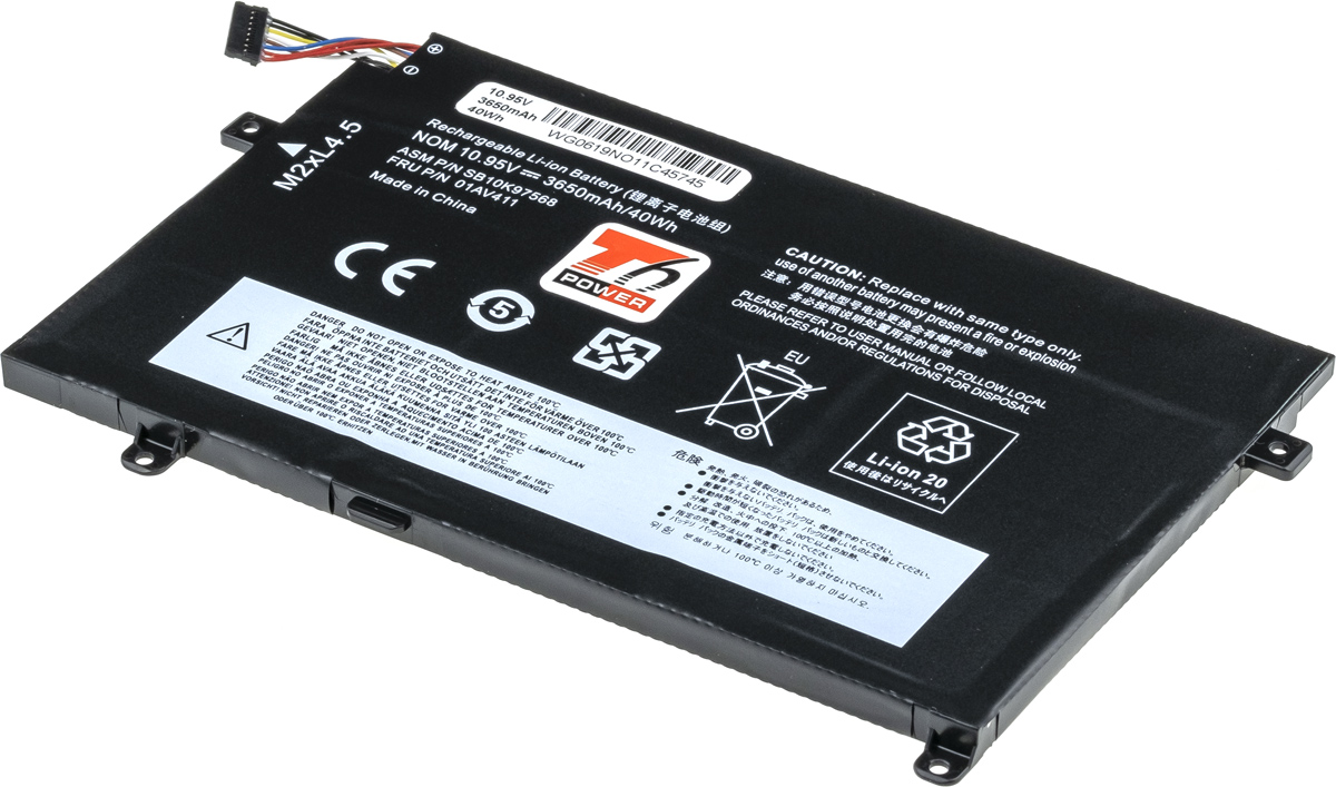Baterie T6 Power Lenovo ThinkPad E470, E475, 3650mAh, 40Wh, 3cell, Li-Pol NBIB0164