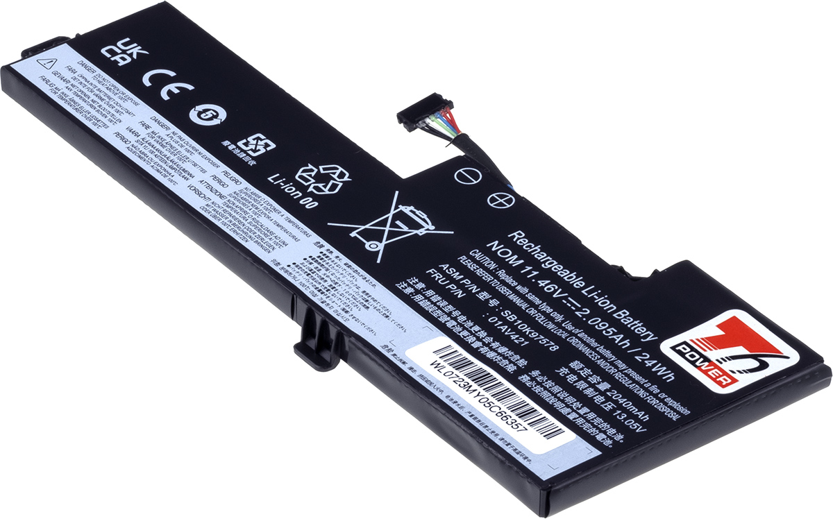 Baterie T6 Power Lenovo ThinkPad T470, T480, internal, 2095mAh, 24Wh, 3cell, Li-pol NBIB0178