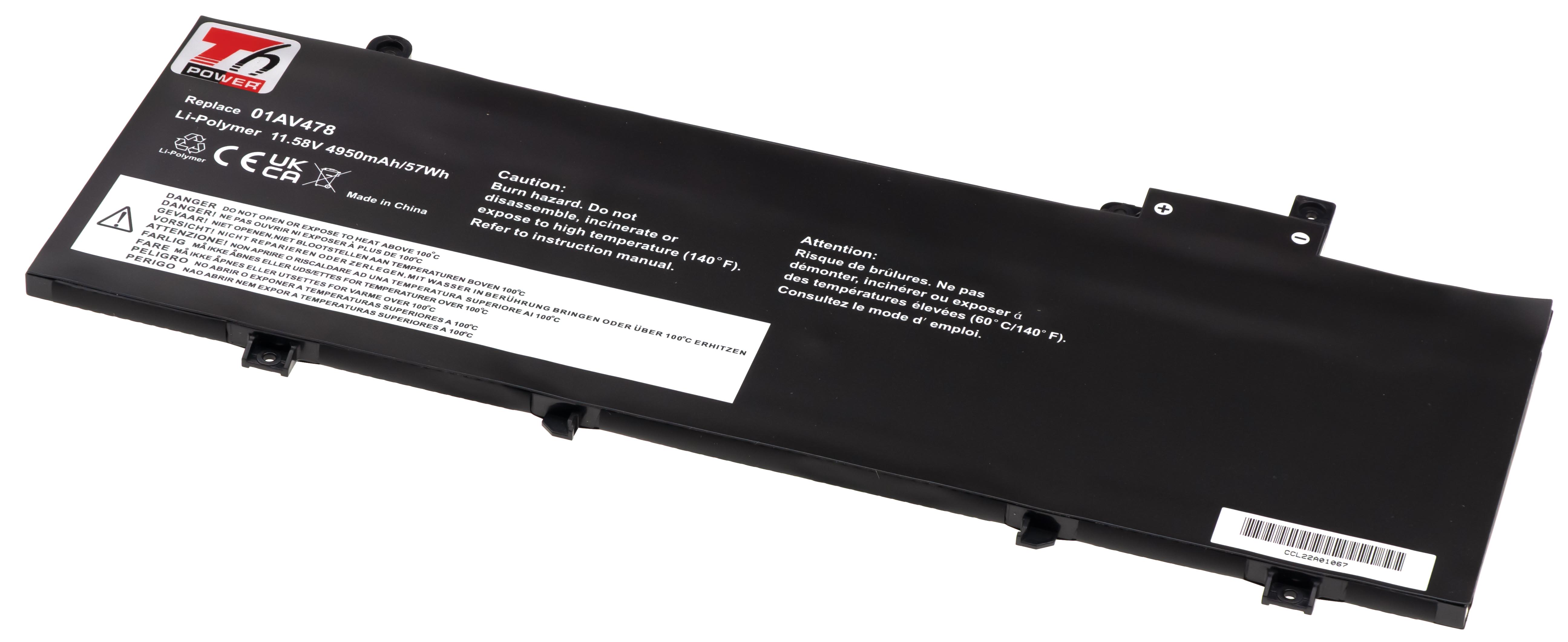 Baterie T6 Power Lenovo ThinkPad T480s serie, 4950mAh, 57Wh, 3cell, Li-Pol NBIB0179