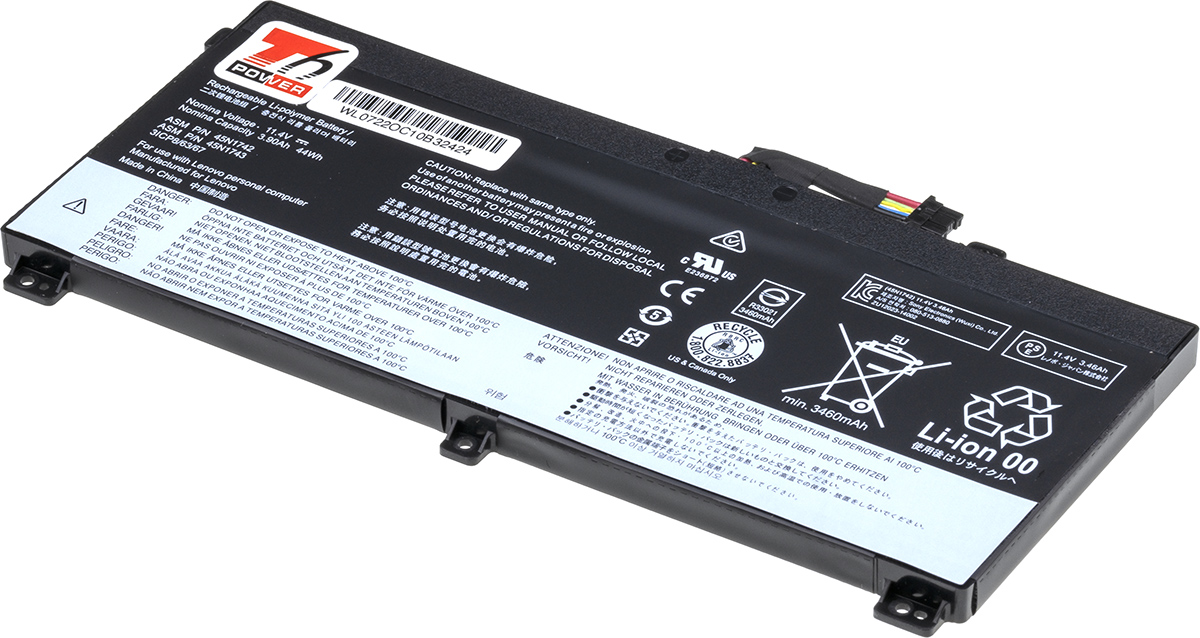 Baterie T6 Power Lenovo ThinkPad T550, T560, W550s, P50s, internal, 3900mAh, 44Wh, 3cell, Li-pol NBIB0167