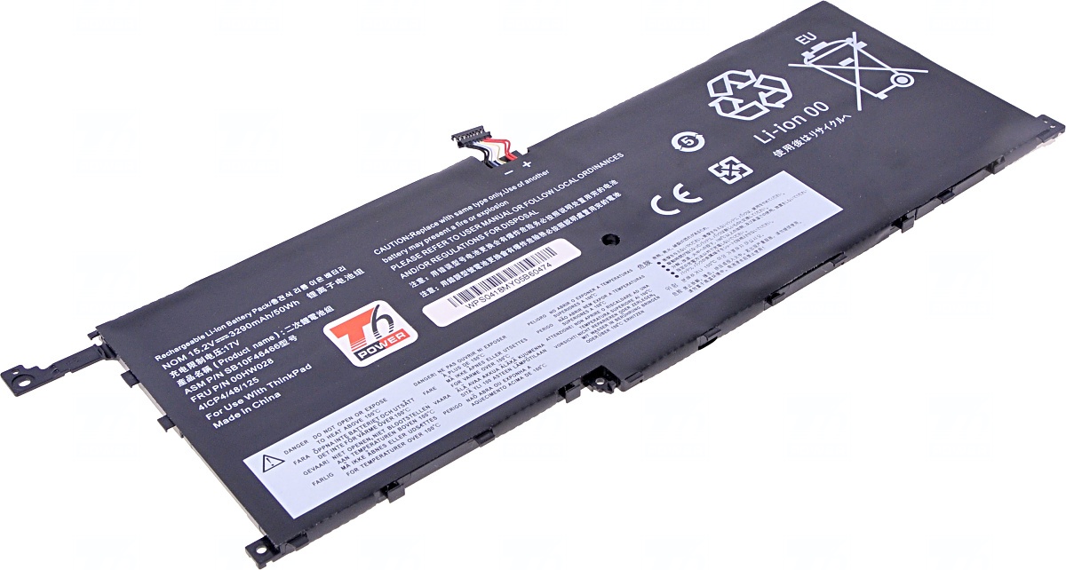 Baterie T6 power Lenovo ThinkPad X1 Carbon 4th Gen, X1 Yoga, 3290mAh, 50Wh, 4cell, Li-Pol NBIB0134