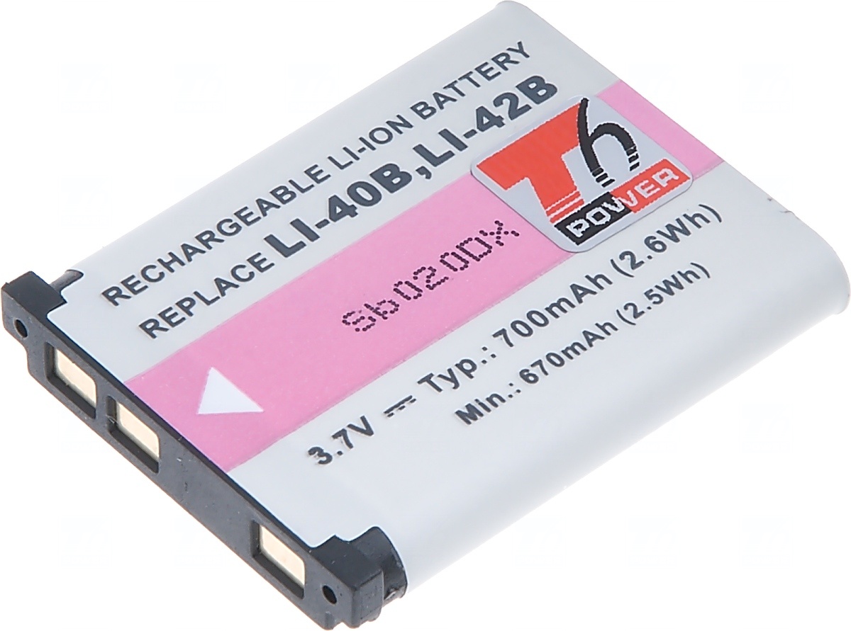 Baterie T6 power Olympus Li-40B, Li-42B, D-Li63, EN-EL10, NP-45, NP-80, KLIC-7006, D-Li108, 620mAh DCOL0005