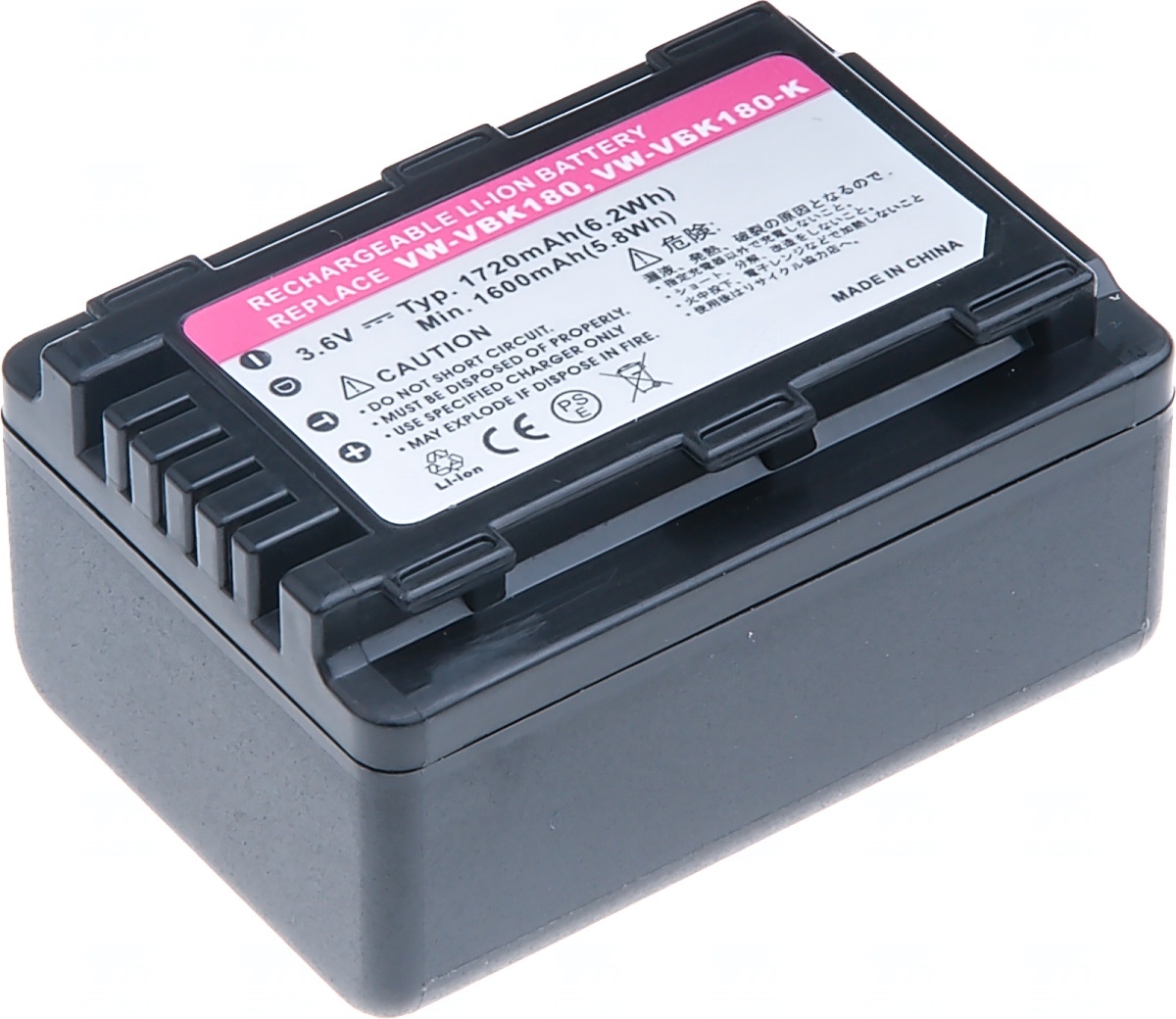 Baterie T6 power Panasonic VW-VBK180, 1720mAh, černá VCPA0027