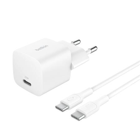 Belkin BOOST CHARGE™ 25W USB-C Power Delivery PPS nástěnná nabíječka + 1m USB-C na USB-C kabel, bílá WCA012kq1MWH-B6