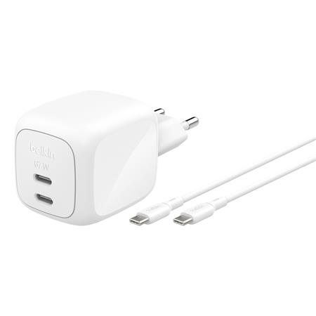 Belkin BOOST CHARGE™ PRO Duální 67W USB-C Power Delivery GaN PPS nástěnná nabíječka + 2m USB-C/USB-C kab WCH020kq2MWH-B6