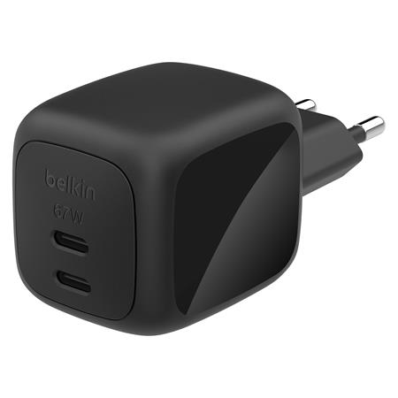 Belkin BOOST CHARGE™ PRO Duální 67W USB-C Power Delivery GaN PPS nástěnná nabíječka, černá WCH020kqBK