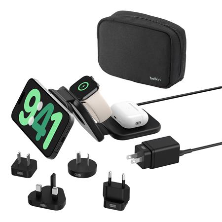 Belkin BOOST CHARGE™ PRO Qi2 3v1 Bezdrátová skládací cestovní podložka pro iPhone/Apple Watch/AirPods, černá WIZ024hqBK