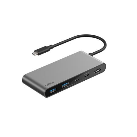 Belkin CONNECT 7v1 USB-C hub s dvojitým USB-C portem – stříbrný AVC023hqSGY