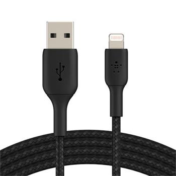 BELKIN kabel oplétaný USB-A - Lightning, 3m, černý CAA002bt3MBK