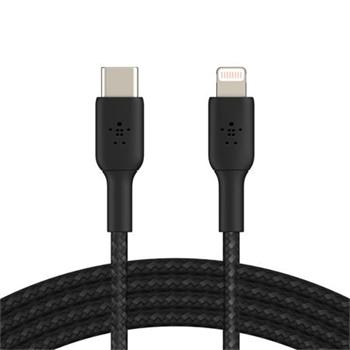 BELKIN kabel oplétaný USB-C - Lightning, 2m, černý CAA004bt2MBK