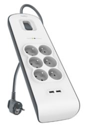 BELKIN SurgeStrip přep.ochrana,6 zásuvek,650J,2USB BSV604ca2M