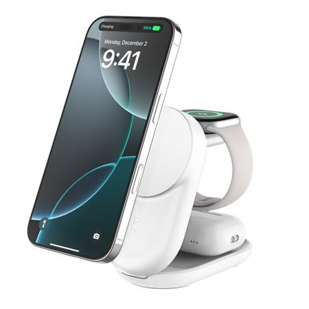 Belkin UltraCharge™ Qi2 3v1 Magnetická nabíječka pro iPhone/Apple Watch/AirPods, bílá WIZ037kqWH