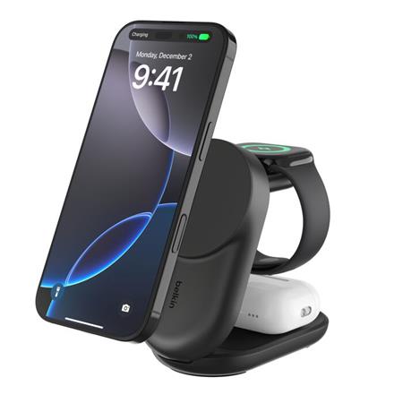 Belkin UltraCharge™ Qi2 3v1 Magnetická nabíječka pro iPhone/Apple Watch/AirPods, černá WIZ037kqBK