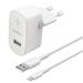 Belkin USB-A domácí nabíječka 12W, bílá + 1m lightning kabel WCA002vf1MWH