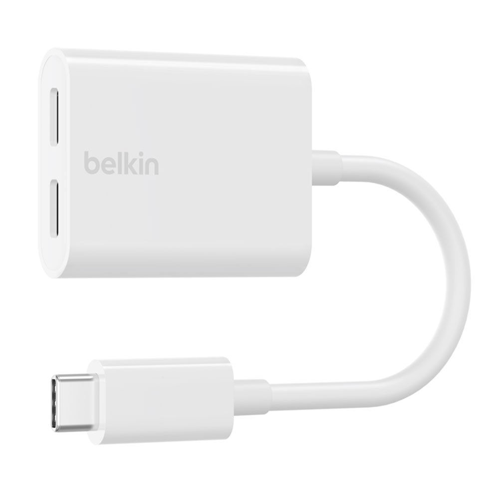 Belkin USB-C adaptér/rozdvojka - USB-C napájení + USB-C audio / nabíjecí adaptér, bílá F7U081btWH